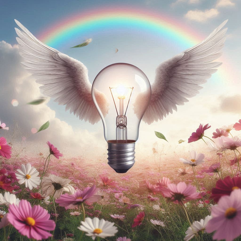 rainbow bulb wings flowers